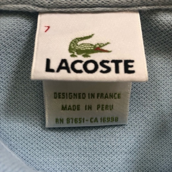 LaCoste Mens Cotton Polo SZ. 7/XXL Short Sleeve Lt. Blue Croc Logo - Picture 4 of 5